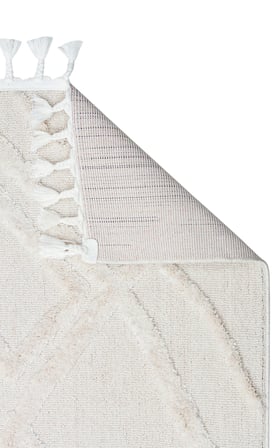 Krem Modern Geometrik Desenli Polyester Makine Halısı Koridor