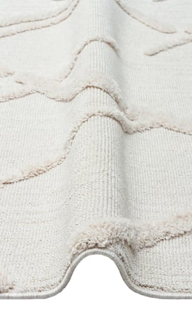 Krem Modern Geometrik Desenli Polyester Makine Halısı Koridor
