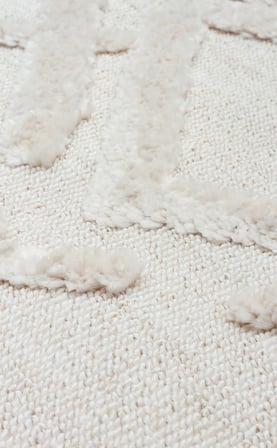 Krem Modern Geometrik Desenli Polyester Makine Halısı Koridor