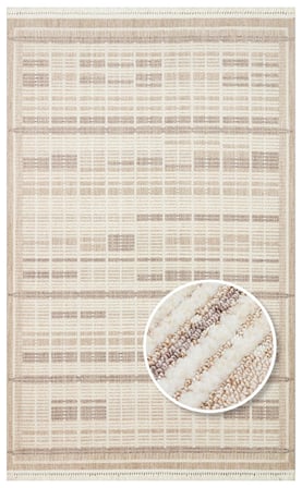 Vizon Kahve Modern Geometrik Kabartmalı Salon Halısı Koridor