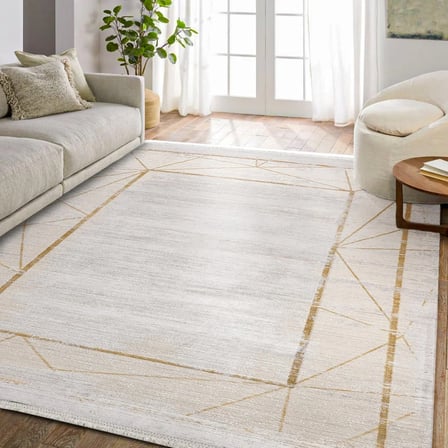 Kaymaz Tabanlı Eskitme Geometrik Desenli Dijital Baskı Modern Salon Halısı