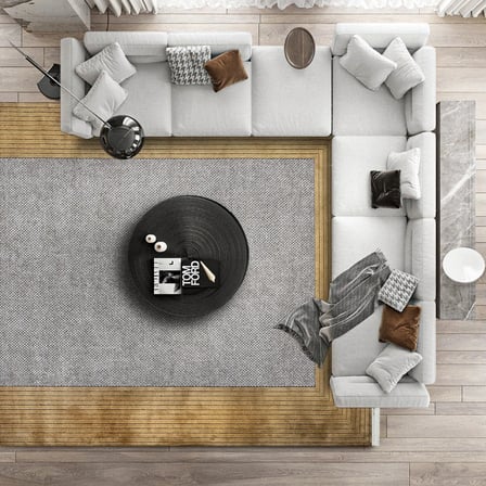 Modern Geometrik Dijital Baskı Salon Halısı, Vizon Kahve Kaymaz Tabanlı Koridor