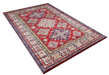 Kırmızı Geometrik Desenli Kaymaz Taban Salon Halısı Koridor Yatak Odası