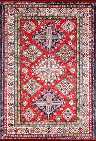 Kırmızı Geometrik Desenli Kaymaz Taban Salon Halısı Koridor Yatak Odası