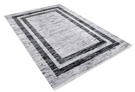 Gri Geometrik Desenli Kaymaz Tabanlı Salon Halısı Koridor Modern Stil