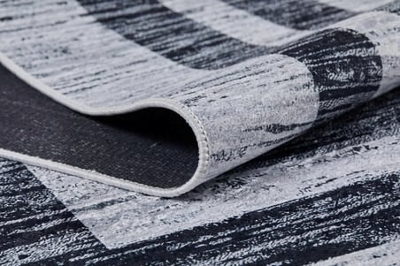 Gri Geometrik Desenli Kaymaz Tabanlı Salon Halısı Koridor Modern Stil