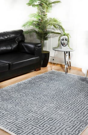 Gri Antrasit Geometrik Desenli Dijital Baskı Salon Halısı Koridor İçin Modern