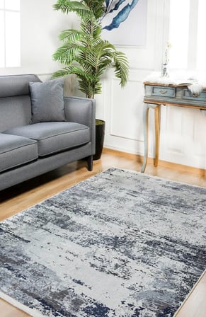 Açık Gri Mavi Modern Soyut Dijital Baskı Salon Halısı Kaymaz Tabanlı