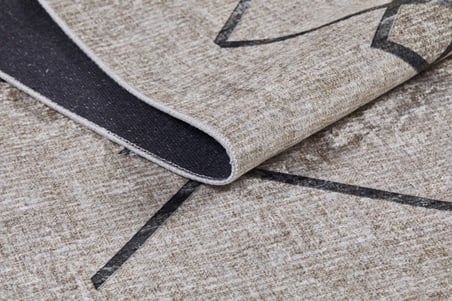 Gri Geometrik Modern Salon Halısı Kaymaz Tabanlı Baskı Koridor