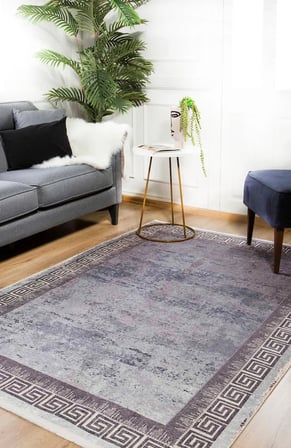 Gri Modern Geometrik Desenli Kaymaz Taban Salon Halısı Koridor İçin