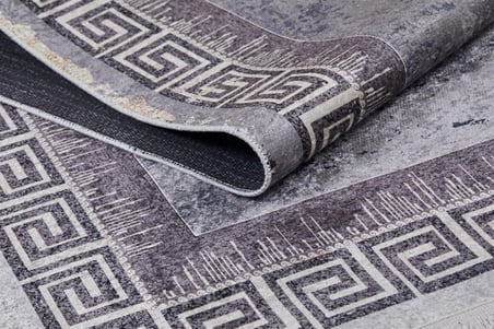 Gri Modern Geometrik Desenli Kaymaz Taban Salon Halısı Koridor İçin