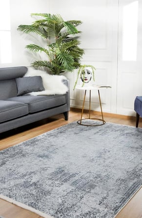 Gri Soyut Desenli Kaymaz Tabanlı Dijital Baskı Halı Koridor Salon Tipi