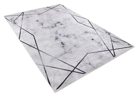Gri Geometrik Modern Salon Halısı Kaymaz Tabanlı Koridor Yatak Odası