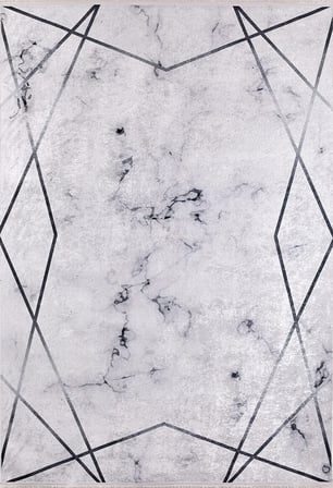 Gri Geometrik Modern Salon Halısı Kaymaz Tabanlı Koridor Yatak Odası