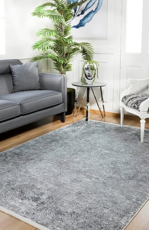 Gri Eskitme Soyut Desenli Dijital Baskı Salon Halısı Koridor