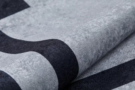 Gri Geometrik Desenli Kaymaz Tabanlı Modern Salon Halısı Koridor