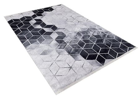 Gri Modern Geometrik Desenli Salon Halısı Dijital Baskı Koridor