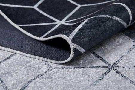 Gri Modern Geometrik Desenli Salon Halısı Dijital Baskı Koridor