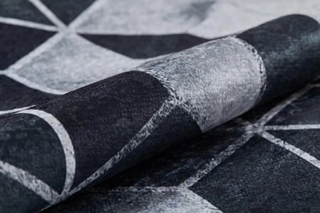 Gri Modern Geometrik Desenli Salon Halısı Dijital Baskı Koridor