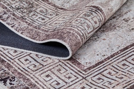 Gri Desenli Salon Halısı Modern Dijital Baskılı Polyester Koridor Halısı