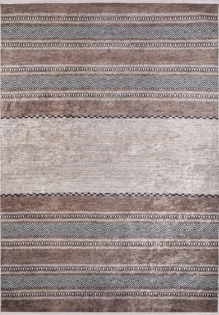 Tütün Kahve Modern Geometrik Baskı Salon Halısı Kaymaz Taban