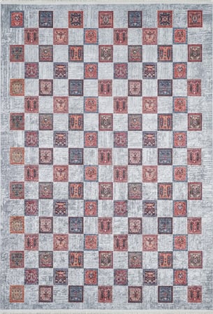 Gri Modern Geometrik Salon Halısı Kaymaz Tabanlı Dijital Baskı Tasarım