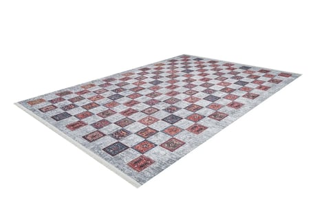 Gri Modern Geometrik Salon Halısı Kaymaz Tabanlı Dijital Baskı Tasarım