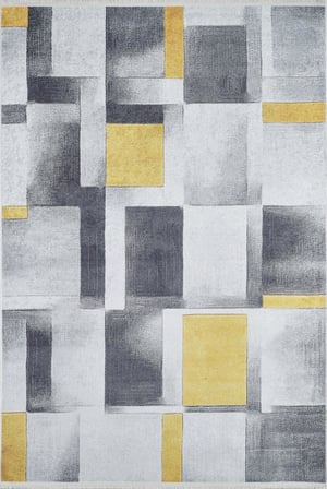 Gri Salon Halısı Modern Geometrik Dijital Baskı Kaymaz Taban Polyester
