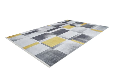 Gri Salon Halısı Modern Geometrik Dijital Baskı Kaymaz Taban Polyester