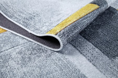 Gri Salon Halısı Modern Geometrik Dijital Baskı Kaymaz Taban Polyester