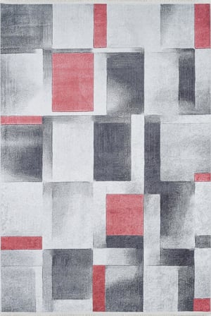 Açık Gri Modern Geometrik Salon Halısı Dijital Baskı Yıkanabilir Koridor