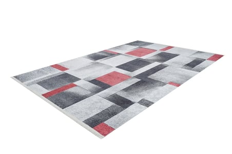 Açık Gri Modern Geometrik Salon Halısı Dijital Baskı Yıkanabilir Koridor