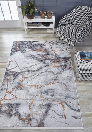 Gri Soyut Desenli Kaymaz Tabanlı Salon Halısı Modern Koridor