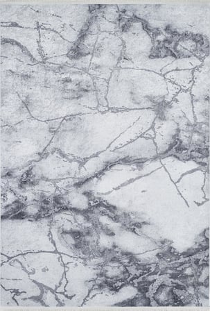 Gri Soyut Desenli Kaymaz Tabanlı Modern Salon Halısı Koridor