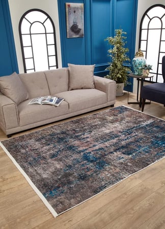 Çok Renkli Soyut Modern Salon Halısı Kaymaz Taban Baskılı Koridor