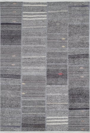 Antrasit Gri Modern Geometrik Desenli Kaymaz Salon Halısı Koridor