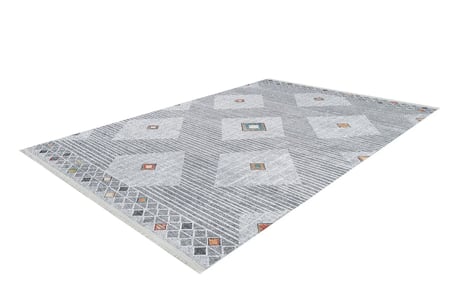 Gri Modern Geometrik Desenli Kaymaz Taban Salon Halısı Koridor Modeli