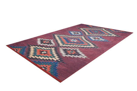 Bordo Geometrik Bohem Kilim Kaymaz Taban Salon Kilimi Koridor