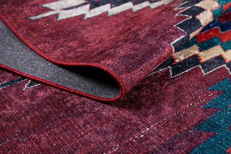Bordo Geometrik Bohem Kilim Kaymaz Taban Salon Kilimi Koridor