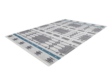 Gri Geometrik Desenli Kaymaz Tabanlı Salon Halısı Koridor Bohem