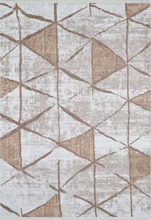 Açık Gri Geometrik Dijital Baskı Kaymaz Taban Salon Halısı Koridor Tipi