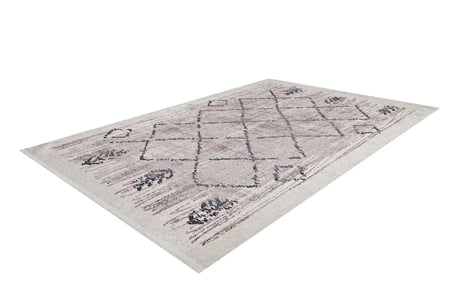 Krem Geometrik Desenli Kaymaz Taban Salon Halısı Modern Koridor Tipi