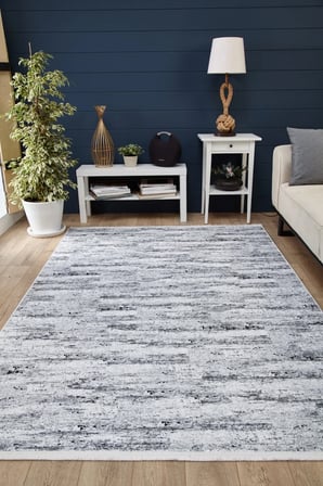 Gri Salon Halısı Modern Soyut Desenli Kaymaz Taban Dijital Baskı