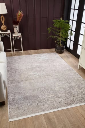 Açık Gri Soyut Modern Salon Halısı Dijital Baskı Kaymaz Koridor