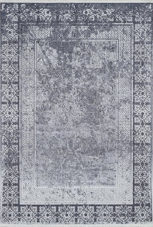 Antrasit Gri Geometrik Desenli Kaymaz Taban Salon Halısı Koridor