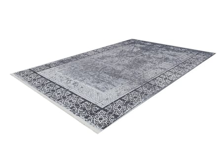 Antrasit Gri Geometrik Desenli Kaymaz Taban Salon Halısı Koridor
