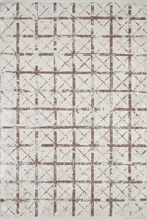 Bej Modern Geometrik Desenli Kaymaz Taban Salon Halısı Koridor