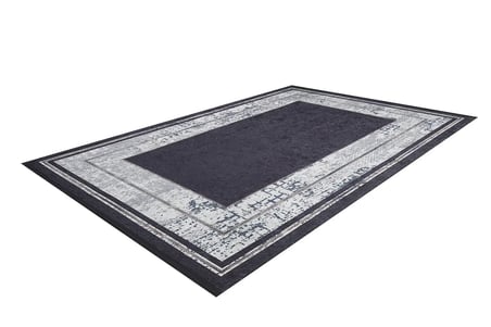 Antrasit Gri Geometrik Desenli Kaymaz Tabanlı Halı Koridor Salon