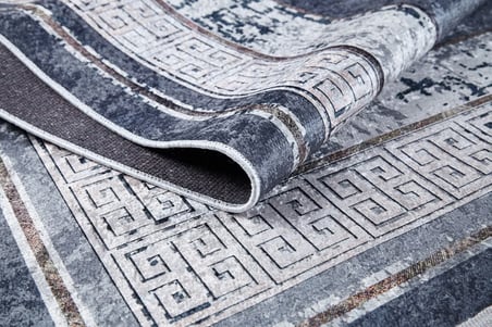 Gri Modern Geometrik Desenli Kaymaz Taban Salon Halısı Koridor