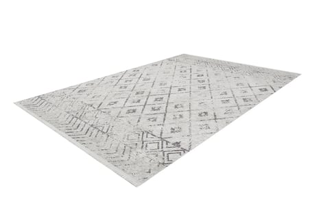 Gri Modern Geometrik Desenli Salon Halısı Kaymaz Tabanda Koridor Eskitme